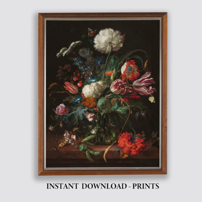 Poster Molody Floral Oil Painting, Antiquamente Escuro, V (Criador carregado)