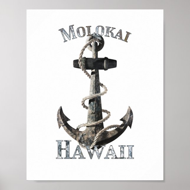 Poster Molokai Hawaii Vacation Nautical Anchor Sailing (Frente)