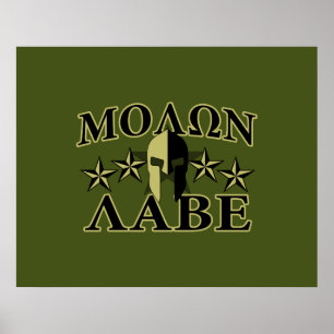 Pôster Molon Labe Spartan Helmet 5 stars