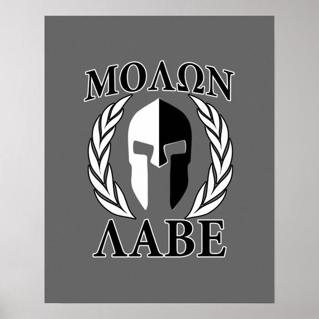 Poster Molon Labe Spartan Mask Armor Laurels Monocromo (Frente)