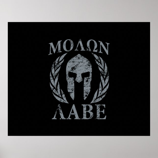 Pôster Molon Labe Spartan Warrior Laurels (Frente)