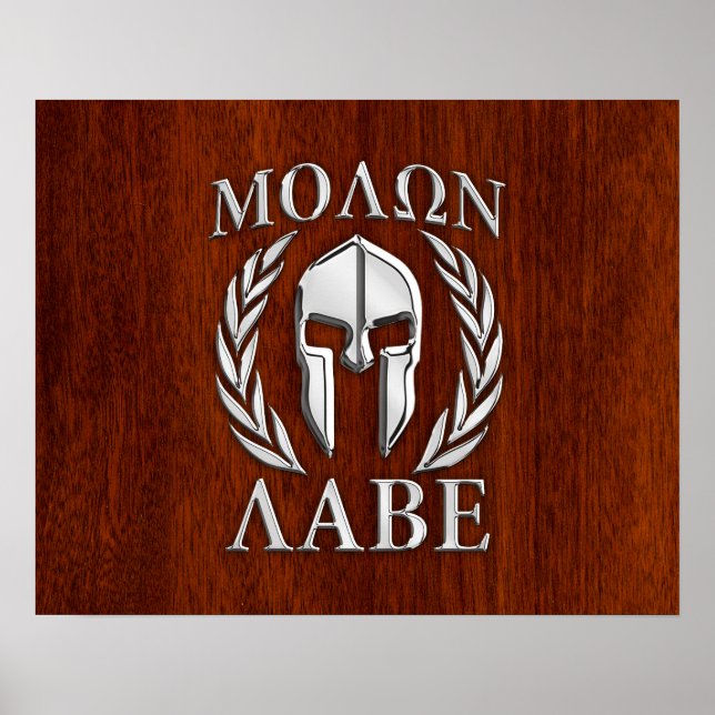 Poster Molon Labe Spartan Warrior Laurels Chro Wood Print (Frente)