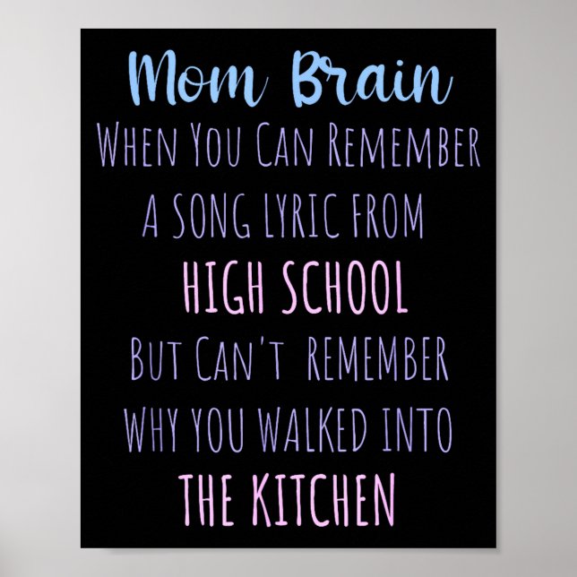 Poster Mom Brain Funny Definition Quote Sarcasm Women Mot (Frente)