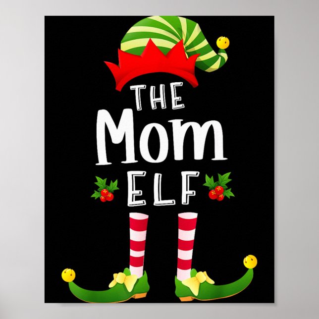 Poster Mom Christmas Elf Matching Pajama X-mas Party  (Frente)