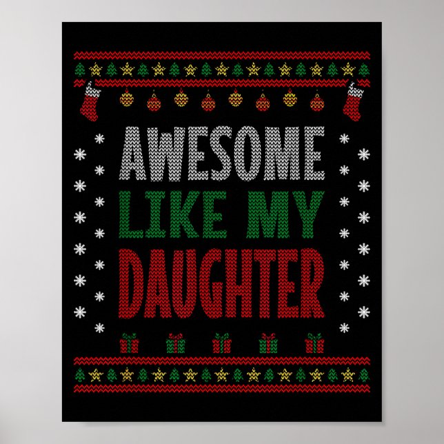 Poster Mom Dad Christmas - Funny Awesome Like My Daughter (Frente)