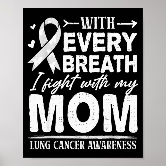 Poster Mom Lung Cancer Awareness White Ribbon Family Supr (Frente)