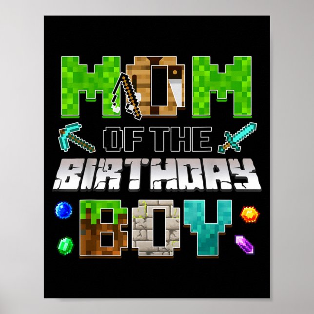 Poster Mom Of The Birthday Boy Funny Gaming Birthday Xel  (Frente)