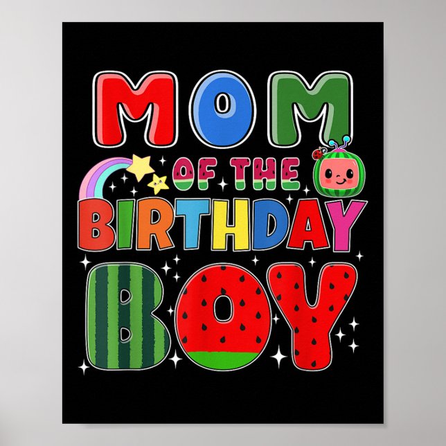 Poster Mom Of The Birthday Boy Melon Family Matching Funn (Frente)