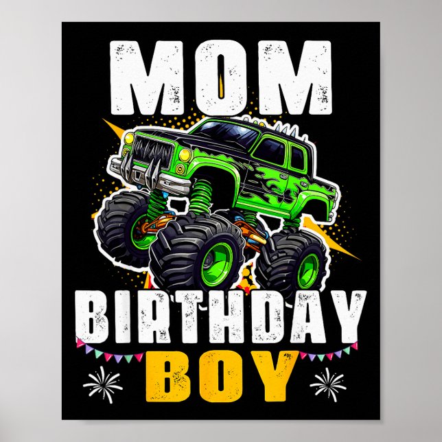Poster Mom Of The Birthday Boy Monster Truck Family Match (Frente)