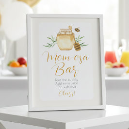 Poster Mom-osa Bar Honey Bee Baby Shower Table Sign