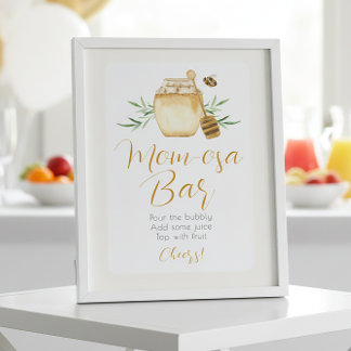 Poster Mom-osa Bar Honey Bee Baby Shower Table Sign