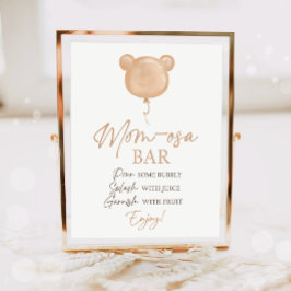 Poster Mom-osa Bar Teddy Bear Balloon Birthday 