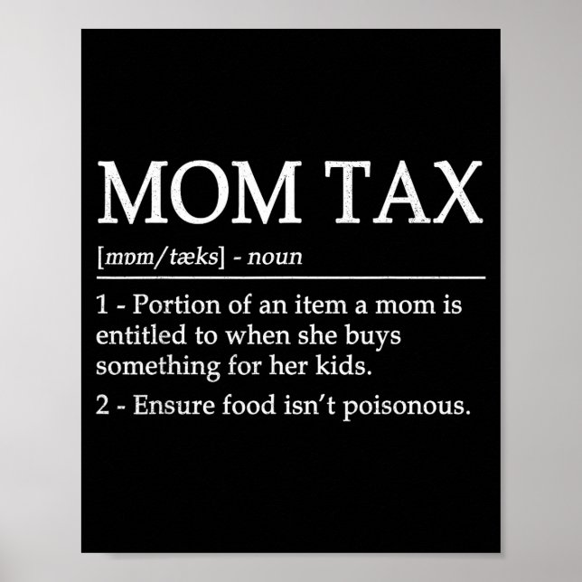 Poster Mom tax definition women's black short sleeve (Frente)