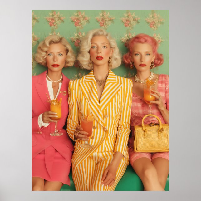 Poster Momento Chic de Coquetel Retro (Frente)