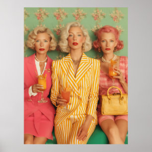Poster Momento Chic de Coquetel Retro para Senhoras