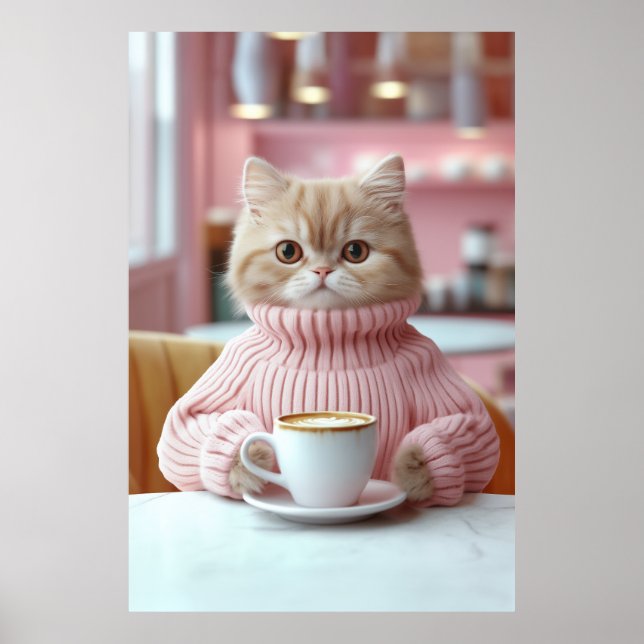 Poster Momento do Café Gato Cozy (Frente)
