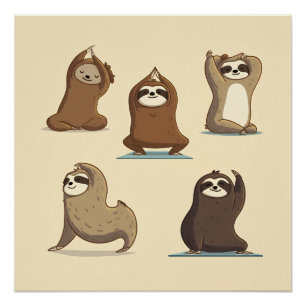 Pôster Momentos de Yoga com Preguiça