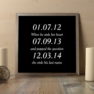 Poster Momentos Românticos Datas Personalizadas Casamento