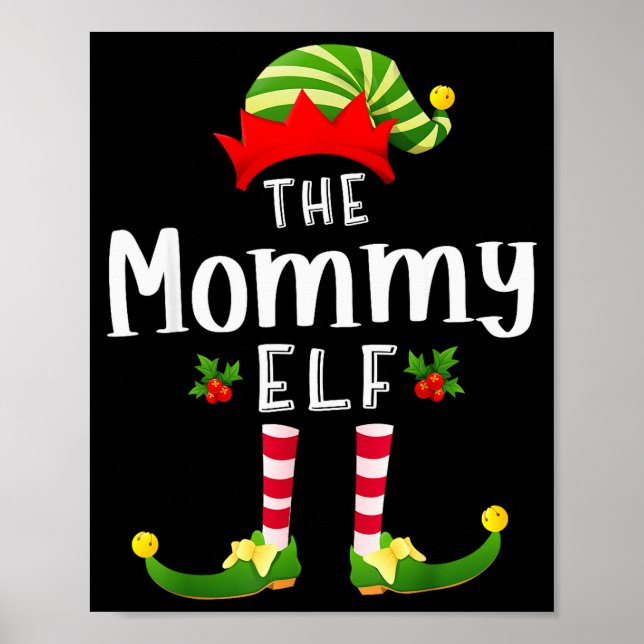 Poster Mommy Christmas Elf Matching Pajama X-mas Party  (Frente)