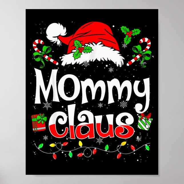 Poster Mommy Claus Shirt Christmas Lights Pajama Family M (Frente)
