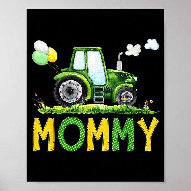 Poster Mommy Of The Birthday Boy Tractor Farm Truck Match (Frente)