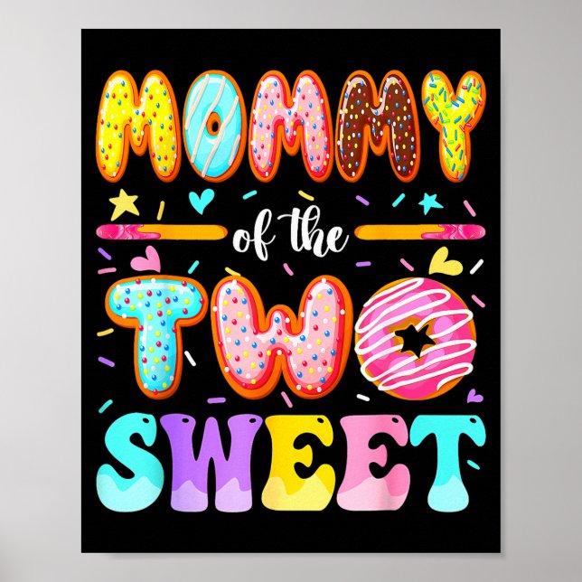 Poster Mommy Of The Two Sweet Donut 2nd Birthday Girl  (Frente)