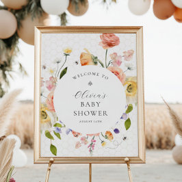 Poster Mommy to Bee Floral Baby Shower Welcome