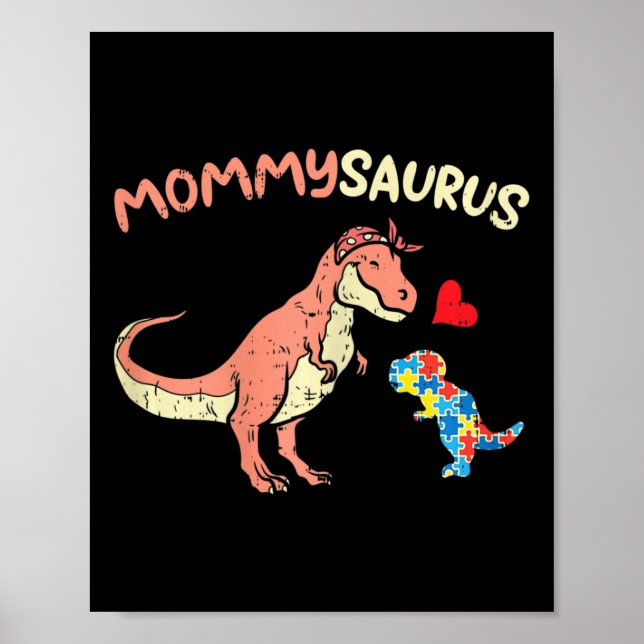 Poster Mommysaurus Quebra-cabeça Dinossaur Autismo Consci (Frente)