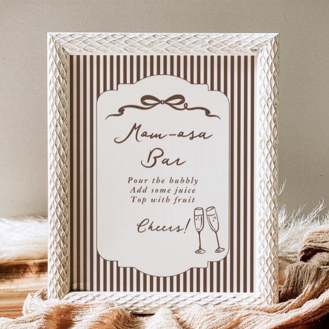 Poster Momosa bar Bebe Cafe brown stripes Baby Shower (Criador carregado)