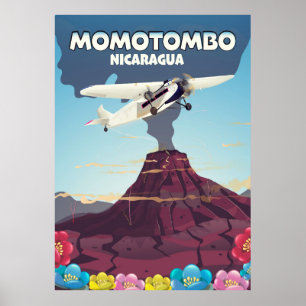 Poster Momotombo Nicarágua, viagem de vulcão.
