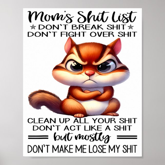 Poster Mom's List Don't Break Don't Fight Over  (Frente)