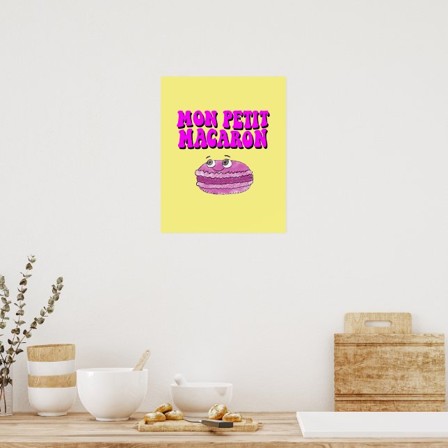 Poster Mon Petit Macaron Retro Groovy Text (Cozinha)