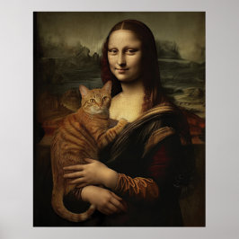 Poster Mona Lisa com Cat