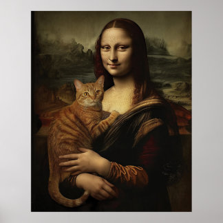 Poster Mona Lisa com Cat