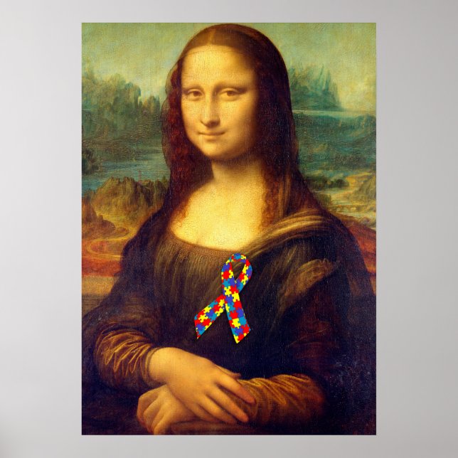 Pôster Mona Lisa Com Fita De Quebra-cabeça (Frente)