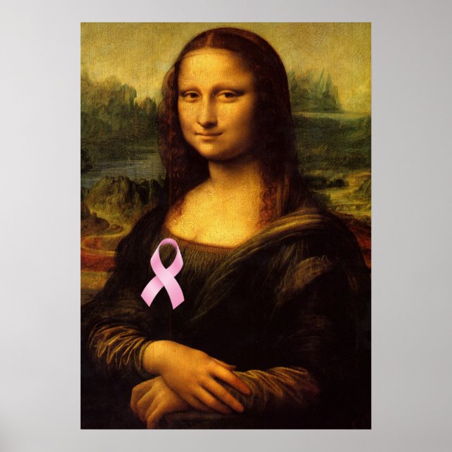 Poster Mona Lisa Com Fita Rosa (Frente)