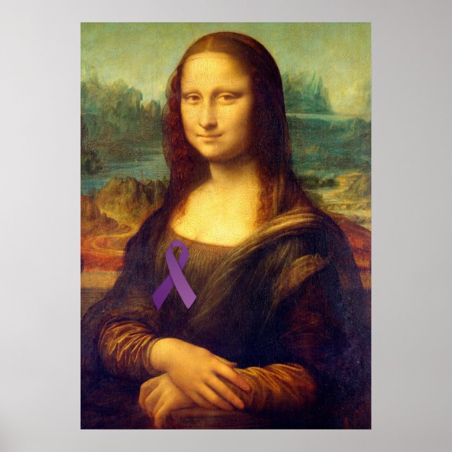 Pôster Mona Lisa Com Fita Roxa (Frente)