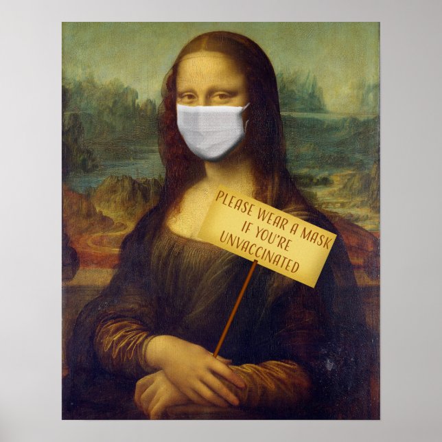 Poster Mona Lisa diz, por favor, Vista uma máscara (Frente)