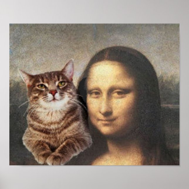 Pôster Mona Lisa e seu gato (Frente)