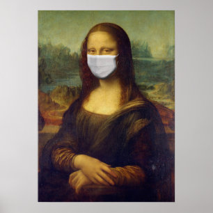 Poster Mona lisa em uma máscara cirúrgica leonardo da Vin