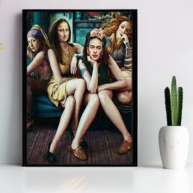 Poster Mona Lisa engraçada com seu esquadrão de meninas (Criador carregado)