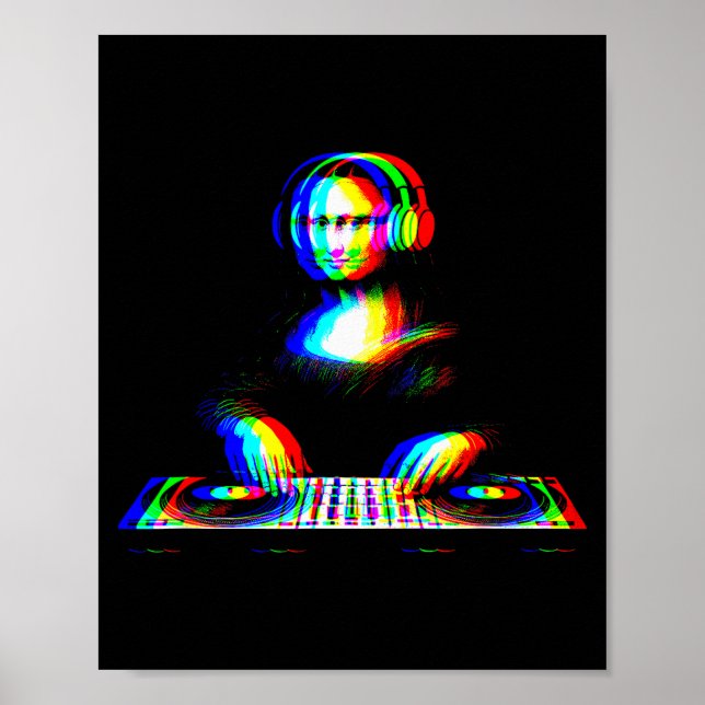 Poster Mona Lisa Engraçada Dj Varwave Techno Rave Edm Mús (Frente)
