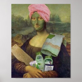 Poster Mona Lisa engraçada fazendo o Skincare Leonardo da