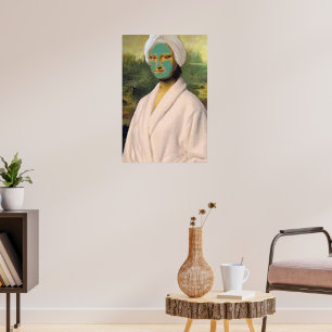 Poster Mona Lisa engraçada fazendo skincare vestindo um r
