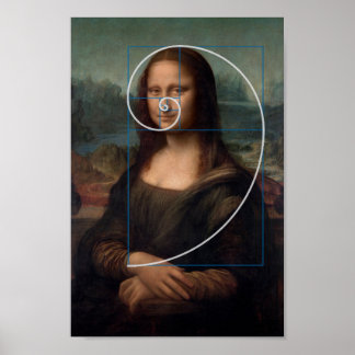 Poster Mona Lisa Fibonacci Spiral Gold Ratio