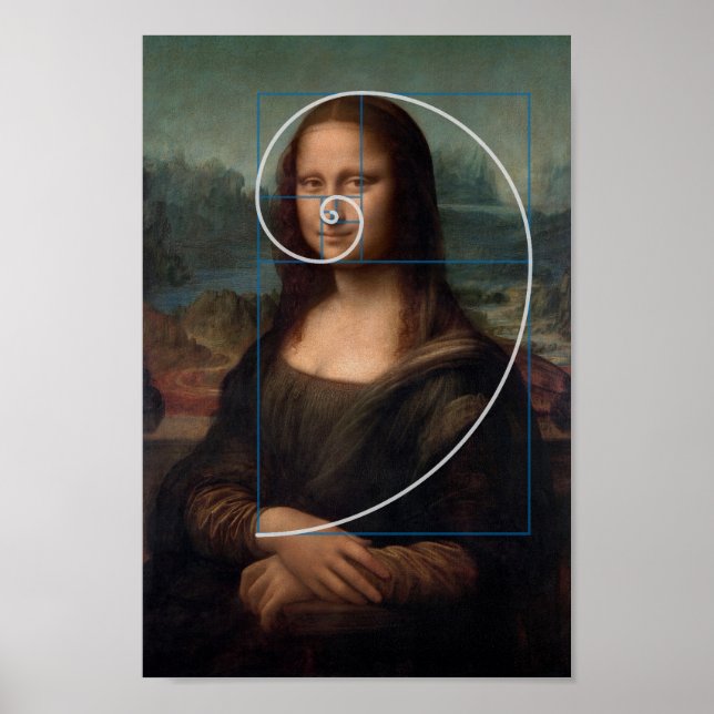 Poster Mona Lisa Fibonacci Spiral Gold Ratio (Frente)
