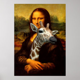 Poster Mona Lisa guardara um girafa bonito