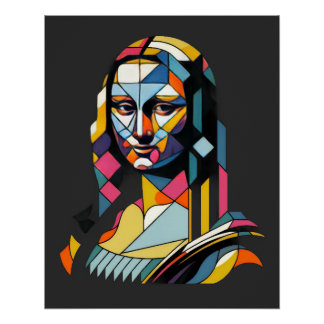Pôster Mona Lisa Moderna em Estilo de Vitral