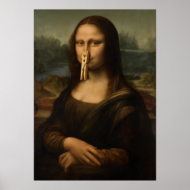Poster Mona Lisa Prendedor de Roupas (Frente)