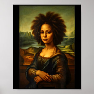 Poster Mona Lisa Preta Afro-Americana História Negra